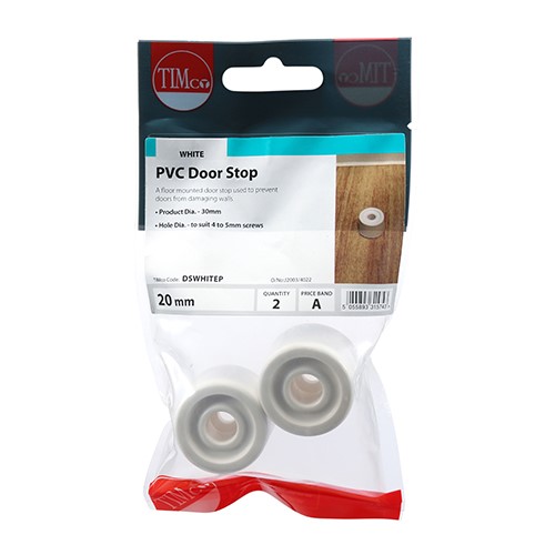 TIMCO PVC Door Stops - White 32 x 21mm (2)