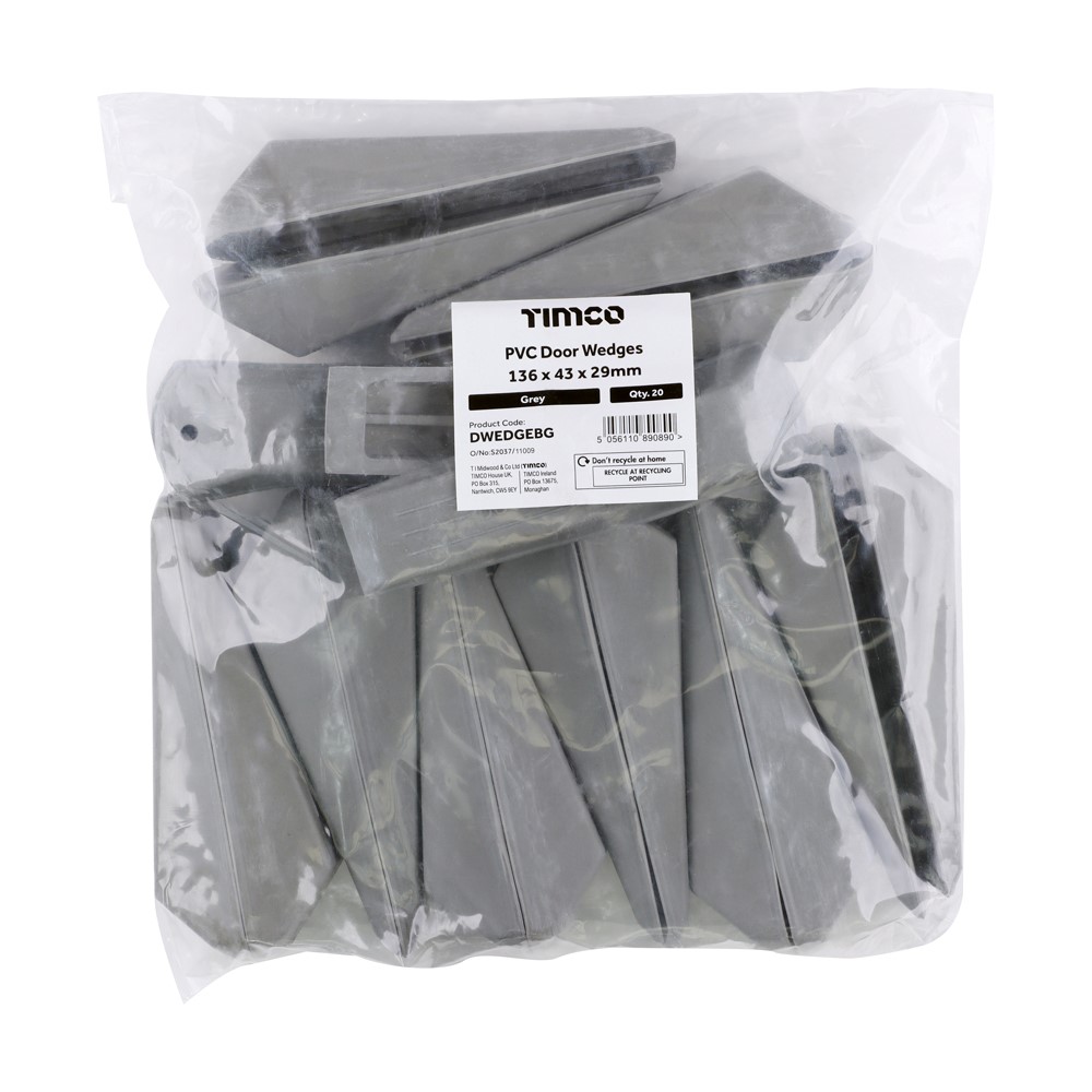 TIMCO PVC Door Wedge 136 x 43 x 29mm (20 Pack)