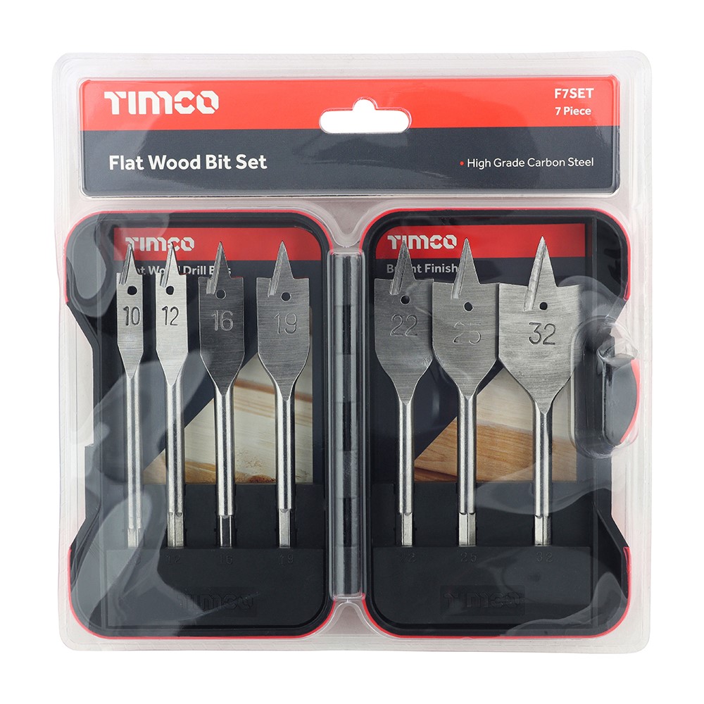 TIMCO Flat Wood Bit Set 7 Pack (7 Case)