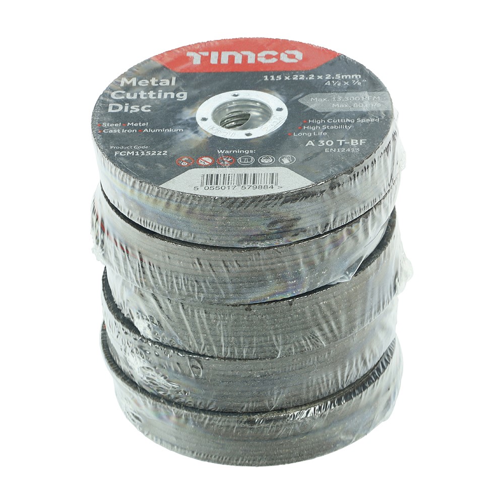 TIMCO Bonded Abrasive Disc - For Cutting 115 x 22.2 x 2.5mm (50 Pack)