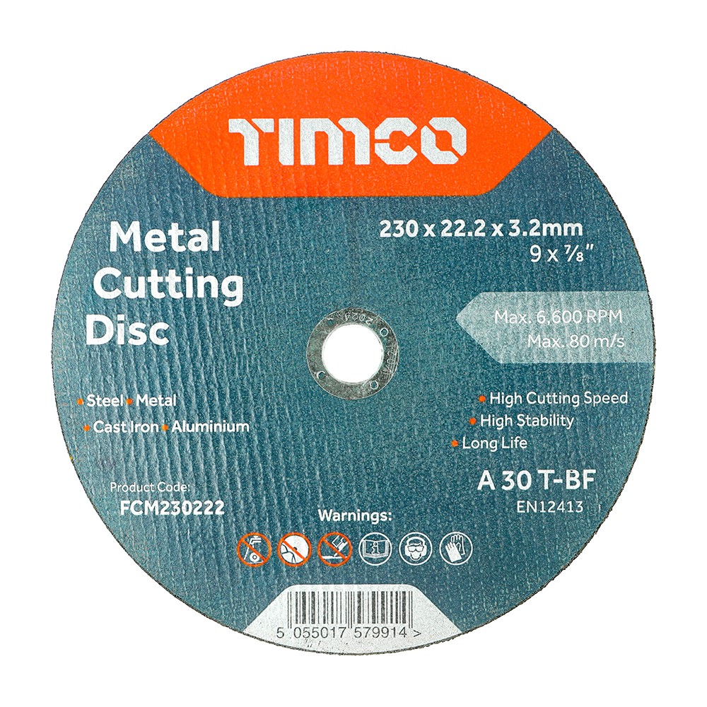 TIMCO Bonded Abrasive Disc - For Cutting 230 x 22.2 x 3.2mm(25 Pack)