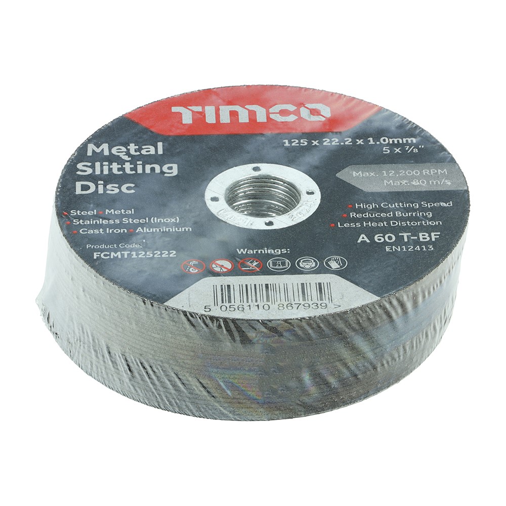 TIMCO Bonded Abrasive Disc - For Cutting 125 x 22.2 x 1.0mm (25 Pack)