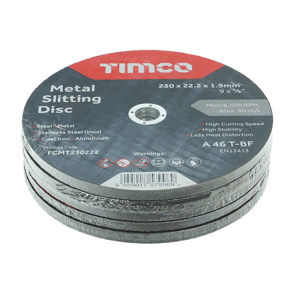 TIMCO Bonded Abrasive Disc - For Cutting 230 x 22.2 x 1.9mm (25 Pack)