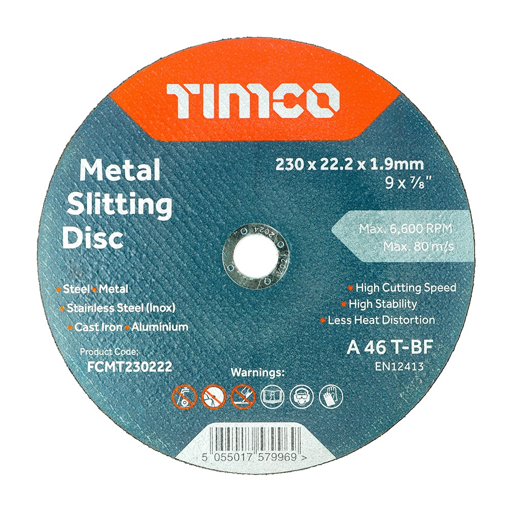 TIMCO Bonded Abrasive Disc - For Cutting 230 x 22.2 x 1.9mm (25 Pack)