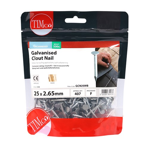 TIMCO Clout Nails - Galvanised 25 x 2.65mm (0.5kg)