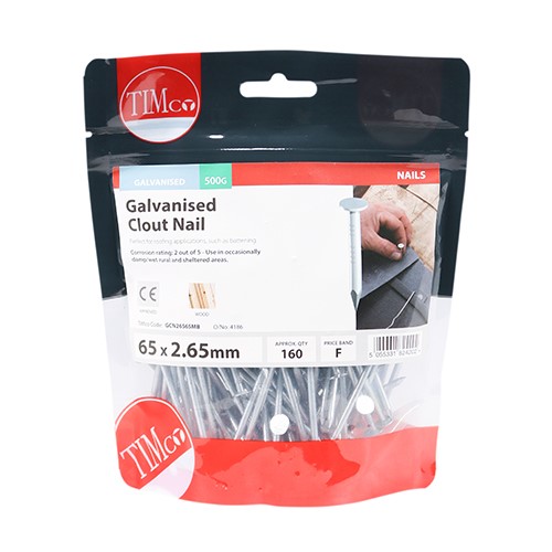 TIMCO Clout Nails - Galvanised 65 x 2.65mm (0.5kg)