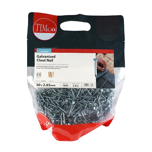 TIMCO Clout Nail - Galvanised 30 x 2.65mm (2.5kg)