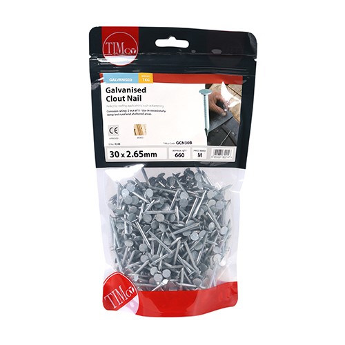 TIMCO Clout Nails - Galvanised 30 x 2.65mm (0.5kg)
