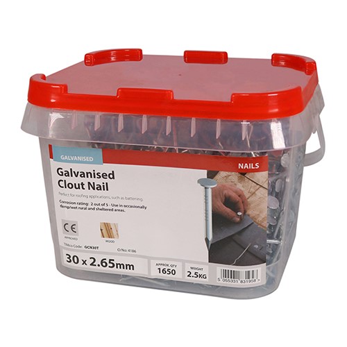 TIMCO Clout Nails - Galvanised 30 x 2.65mm (2.5kg TIMtub)