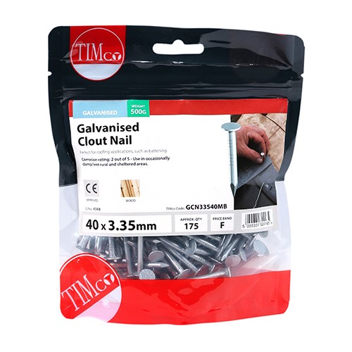TIMCO Clout Nails - Galvanised 40 x 3.35mm (0.5kg)