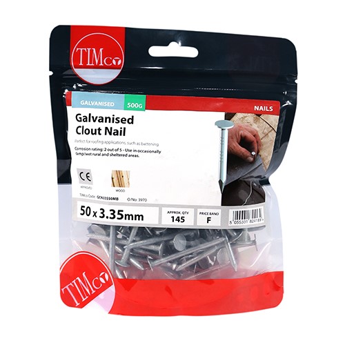 TIMCO Clout Nails - Galvanised 50 x 3.35mm (0.5kg)