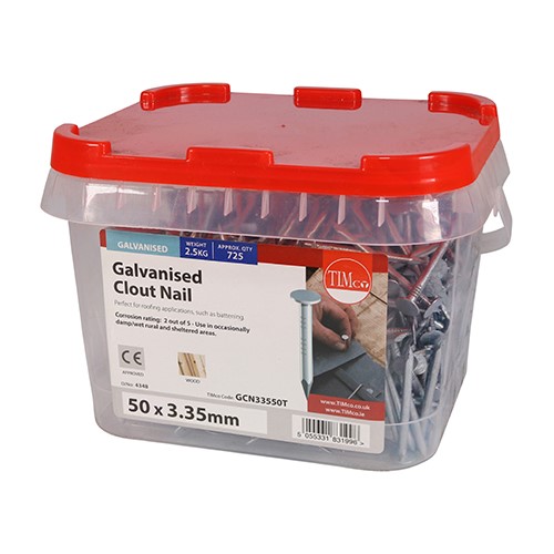 TIMCO Clout Nails - Galvanised 50 x 3.35mm (2.5kg TIMtub)