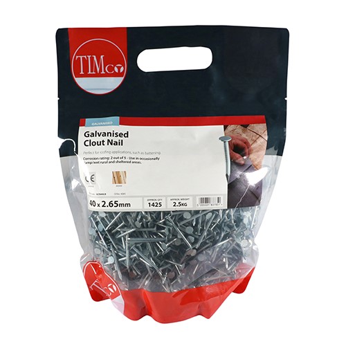 TIMCO Clout Nail - Galvanised 40 x 2.65mm (2.5kg)