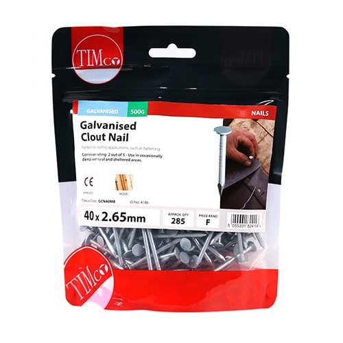 TIMCO Clout Nails - Galvanised 40 x 2.65mm (0.5kg)