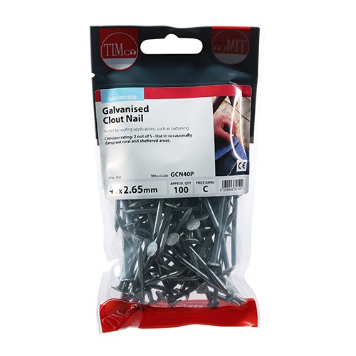 TIMCO Clout Nails - Galvanised 40 x 2.65mm (100)