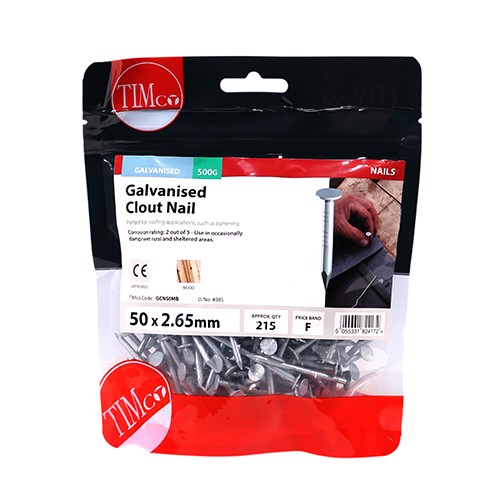 TIMCO Clout Nails - Galvanised 50 x 2.65mm (0.5kg)