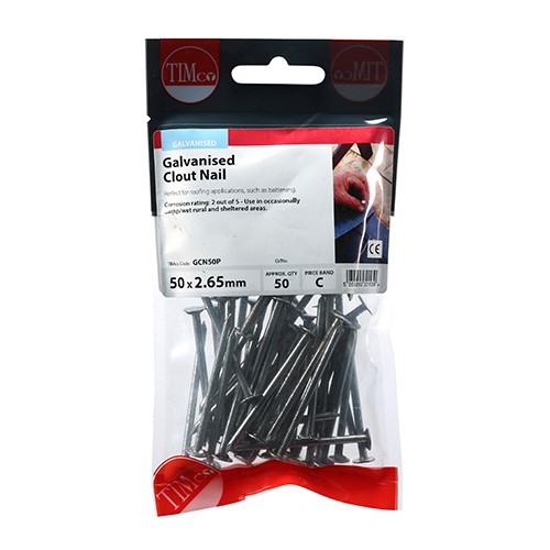 TIMCO Clout Nails - Galvanised 50 x 2.65mm (50)