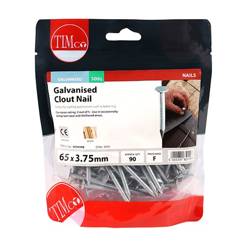 TIMCO Clout Nails - Galvanised 65 x 3.75mm (0.5kg)
