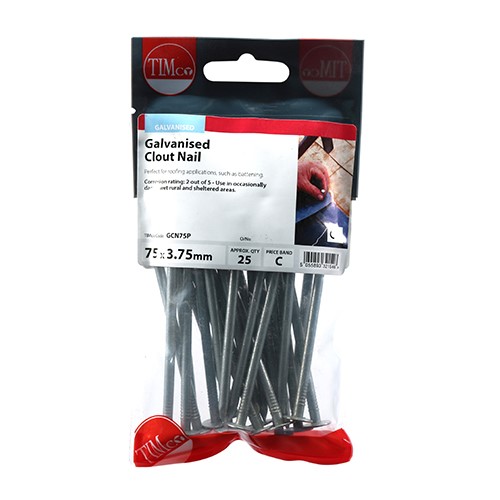 TIMCO Clout Nails - Galvanised 75 x 3.75mm (25)