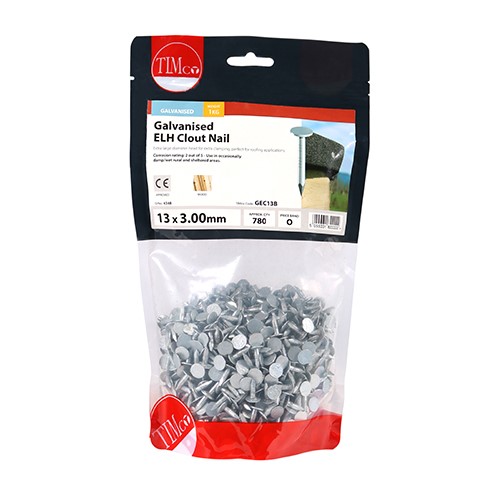 TIMCO Extra Large Head Clout Nails - Galvanised 13 x 3.00mm (1kg)