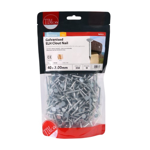 TIMCO Extra Large Head Clout Nails - Galvanised 40 x 3.00mm (1kg)