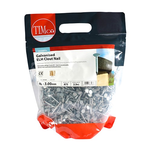 TIMCO Extra Large Head Clout Nails - Galvanised 40 x 3.00mm (2.5kg)