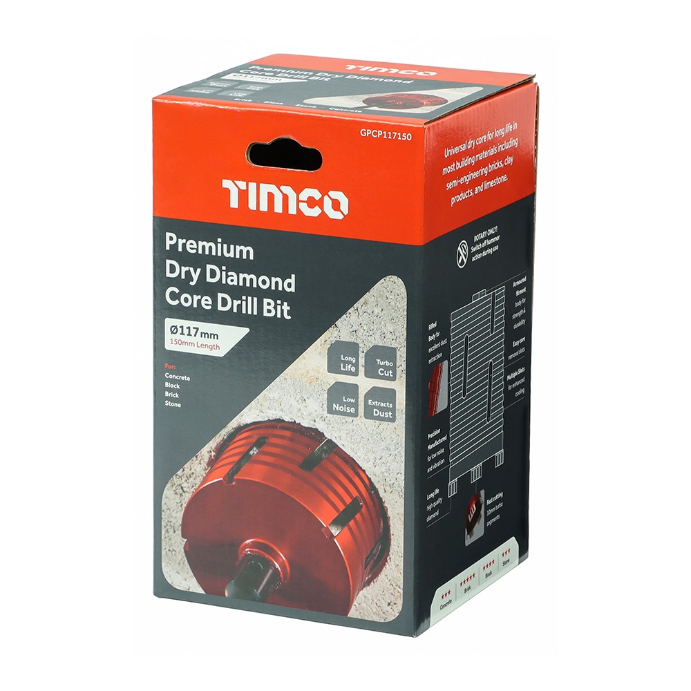 TIMCO Premium Dry Diamond Core Drill Bit 117 x 150mm