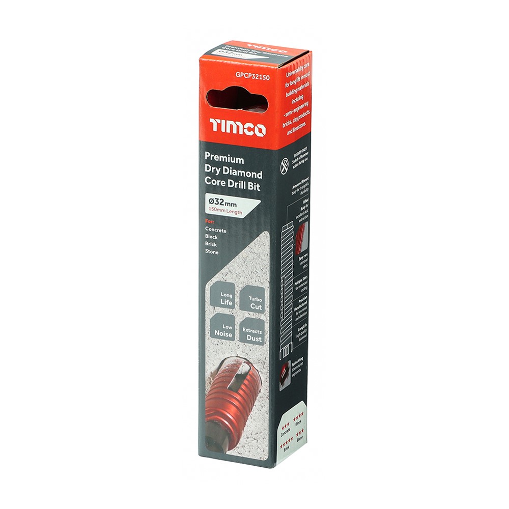 TIMCO Premium Dry Diamond Core Drill Bit 32 x 150mm