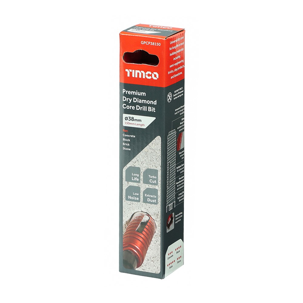 TIMCO Premium Dry Diamond Core Drill Bit 38 x 150mm