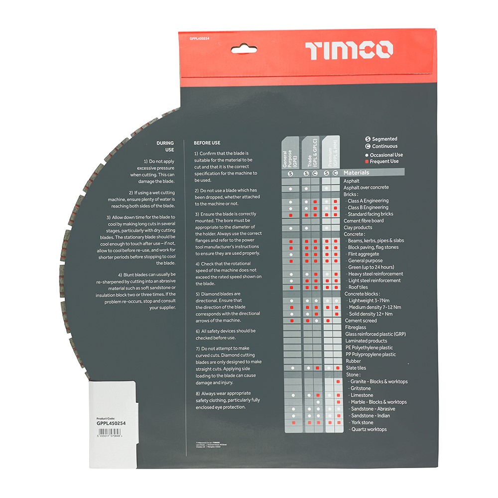 TIMCO Premium Diamond Blade - Turbo Segmented 450 x 25.4mm