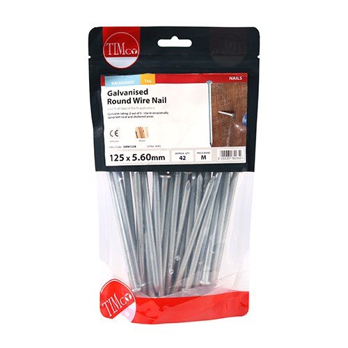 TIMCO Round Wire Nails - Galvanised 125 x 5.60mm (1kg)