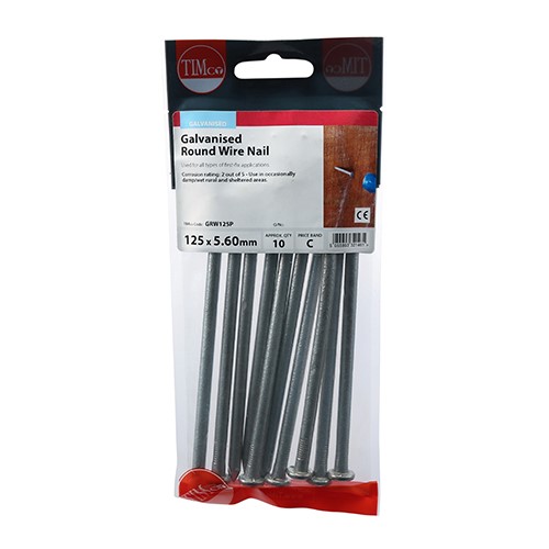 TIMCO Round Wire Nails - Galvanised 125 x 5.60mm (10)