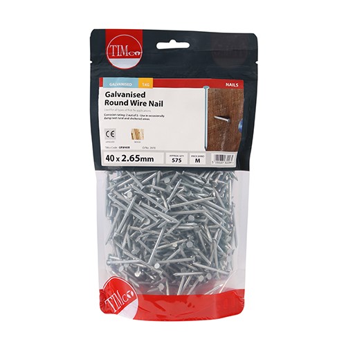 TIMCO Round Wire Nails - Galvanised 40 x 2.65mm (1kg)