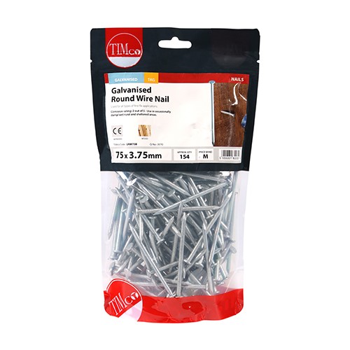 TIMCO Round Wire Nails - Galvanised 75 x 3.75mm (1kg)