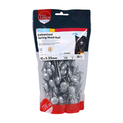 TIMCO Spring Head Nails - Galvanised 65 x 3.35mm (1kg)