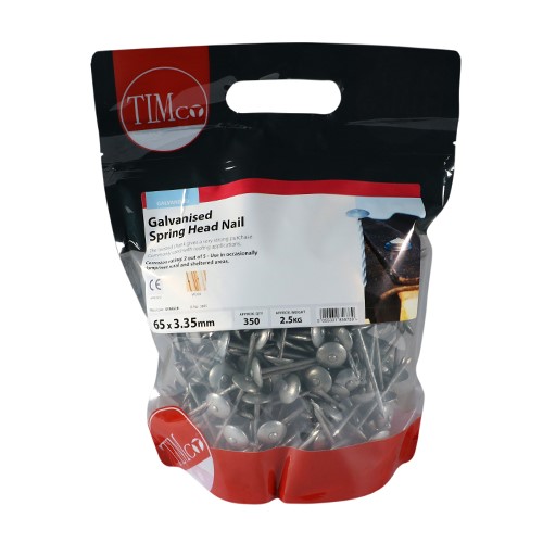 TIMCO Spring Head Nails - Galvanised 65 x 3.35mm (2.5kg)