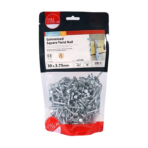 TIMCO Square Twist Nails - Galvanised 30 x 3.75mm (1kg)