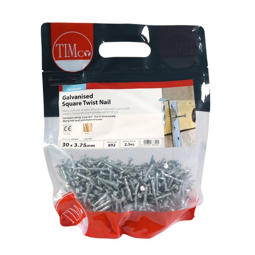 TIMCO Square Twist Nails - Galvanised 30 x 3.75mm (2.5kg)