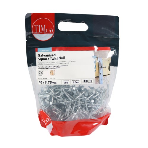 TIMCO Square Twist Nails - Galvanised 40 x 3.75mm (2.5kg)