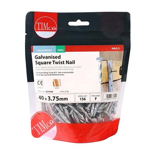 TIMCO Square Twist Nails - Galvanised 40 x 3.75mm (0.5kg)