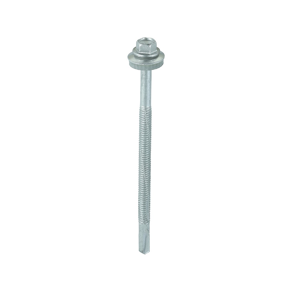 TIMCO Metal Construction Heavy Section Screws - Hex - EPDM Washer - Self-Drilling - Exterior - Silver Organic 5.5 x 100mm (100 Pack)