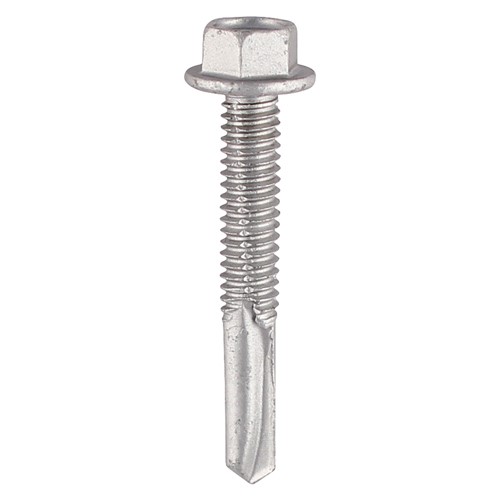 TIMCO Metal Construction Heavy Section Screws - Hex - Self-Drilling - Exterior - Silver Organic 5.5 x 32mm (100 Pack)