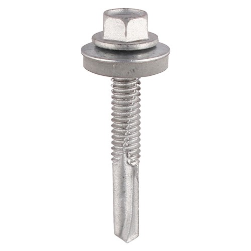 TIMCO Metal Construction Heavy Section Screws - Hex - EPDM Washer - Self-Drilling - Exterior - Silver Organic 5.5 x 32mm (100 Pack)