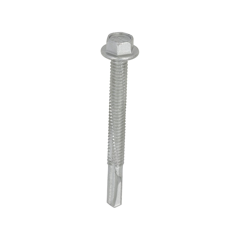 TIMCO Metal Construction Heavy Section Screws - Hex - Self-Drilling - Exterior - Silver Organic 5.5 x 55mm (100 Pack)
