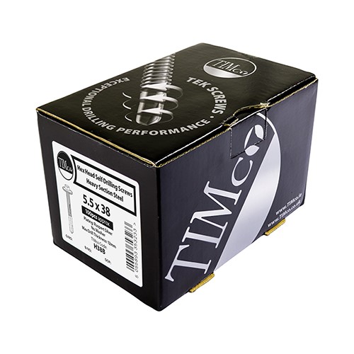 TIMCO Metal Construction Heavy Section Screws - Hex - EPDM Washer - Self-Drilling - Exterior - Silver Organic 5.5 x 55mm (100 Pack)