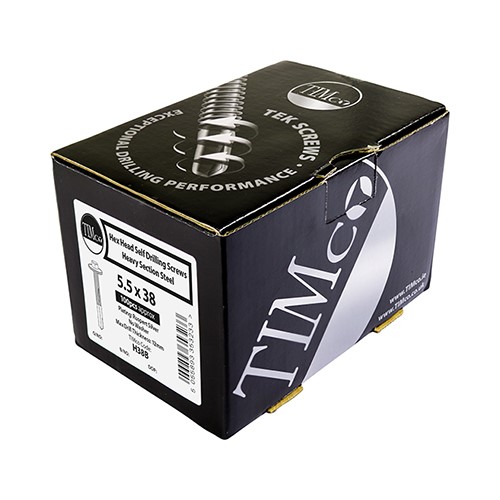 TIMCO Metal Construction Heavy Section Screws - Hex - Self-Drilling - Exterior - Silver Organic 5.5 x 65mm (100 Pack)