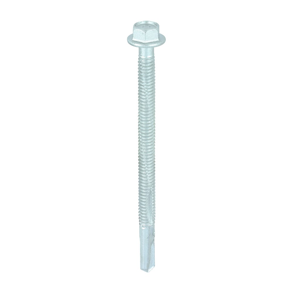 TIMCO Metal Construction Heavy Section Screws - Hex - Self-Drilling - Exterior - Silver Organic 5.5 x 80mm (100 Pack)