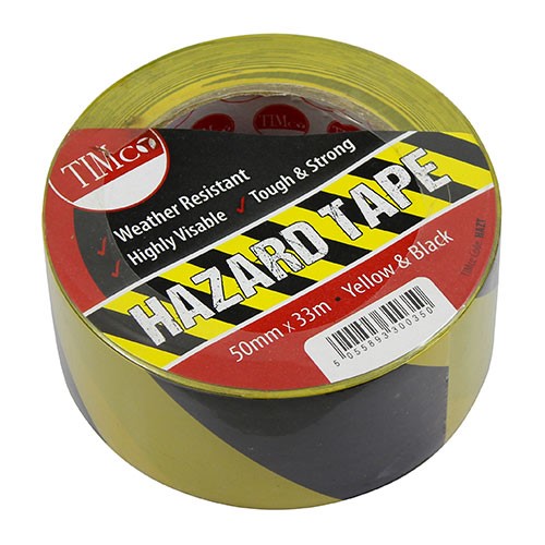 TIMCO Hazard Tape & Black 33m x 50mm