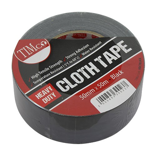 TIMCO Heavy Duty Cloth Tape - Black 50m x 50mm