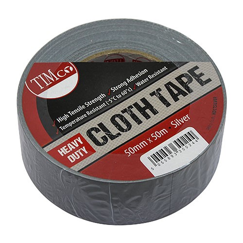 TIMCO Heavy Duty Cloth Tape - Silver 50m x 50mm